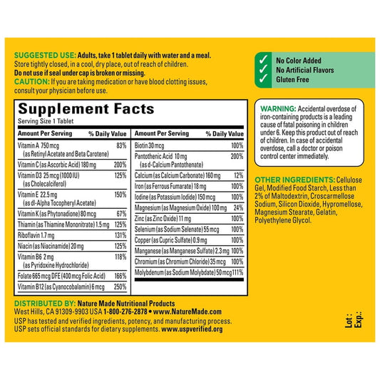 Nature Made Multivitamin with Iron Tablets (130 Count)