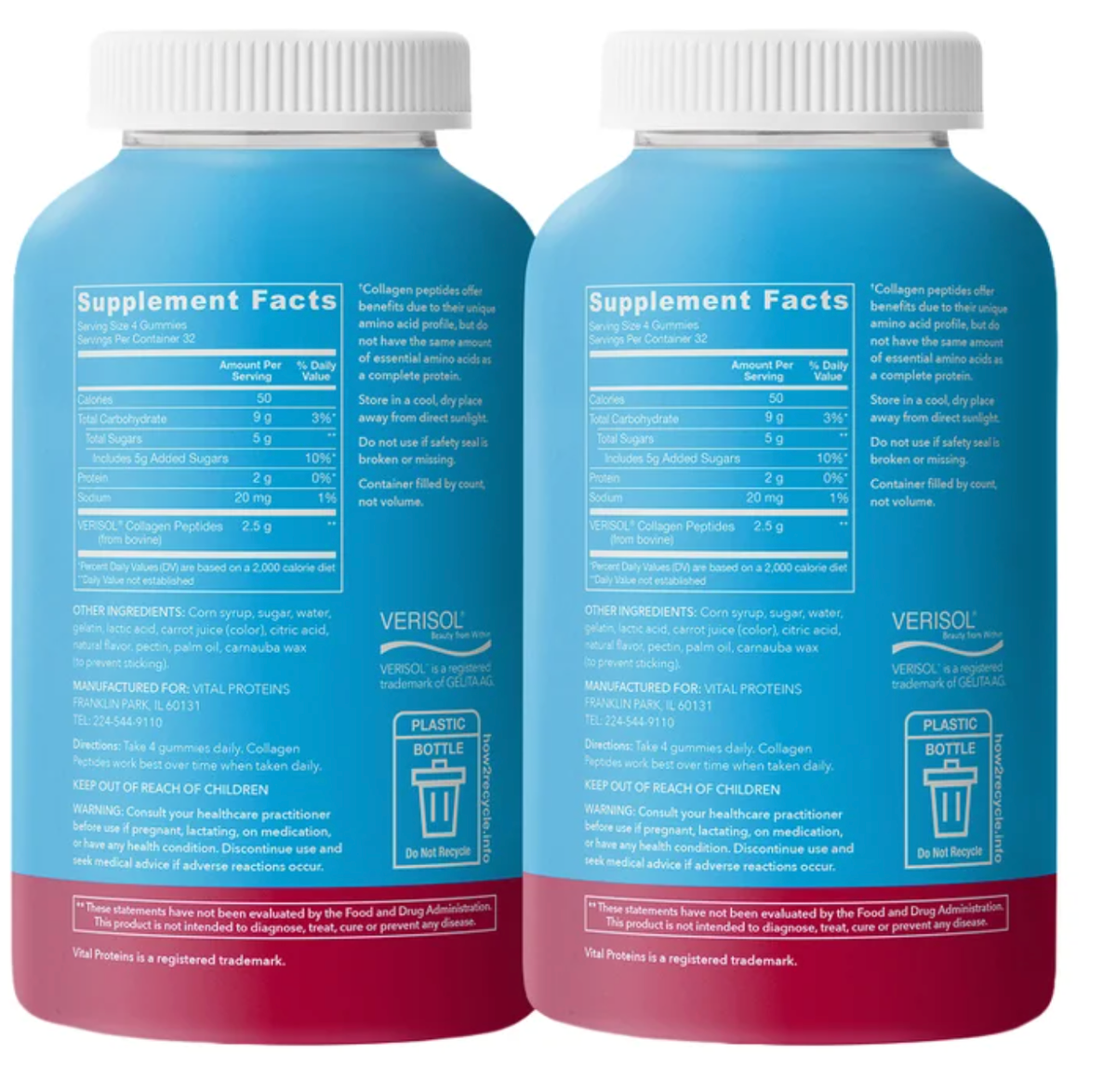 Vital Proteins Collagen Gummies Raspberry 128 Gummies