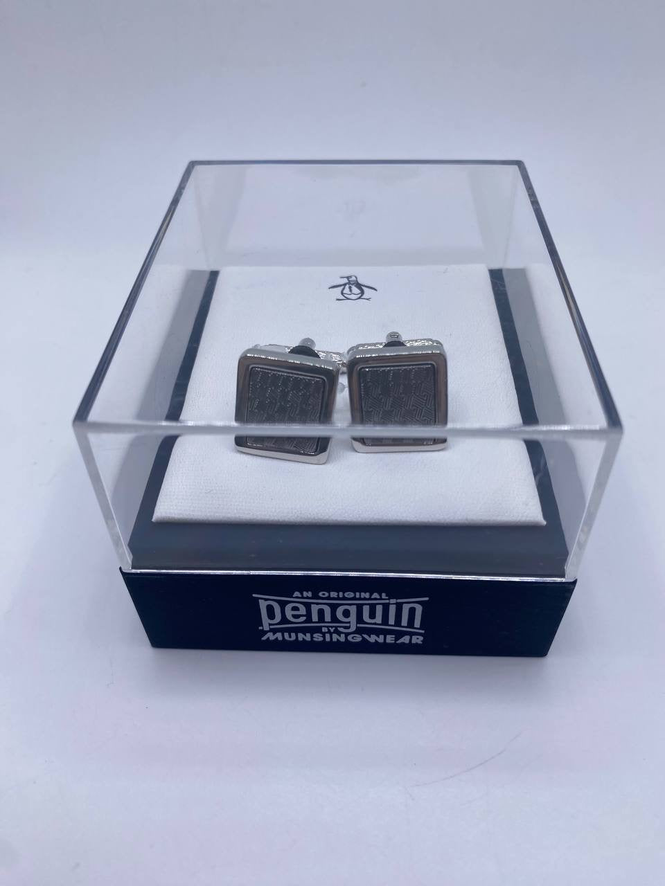An original penguin Checkerboard Cufflinks In Grey