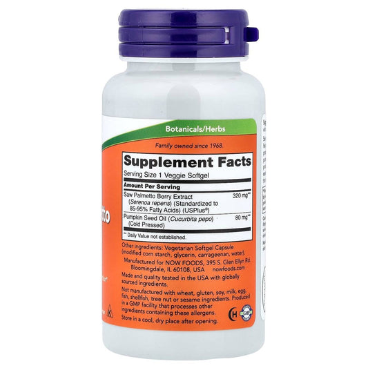 NOW Foods Saw Palmetto Extract
90 Veggie Soft Gels
Men’s health
