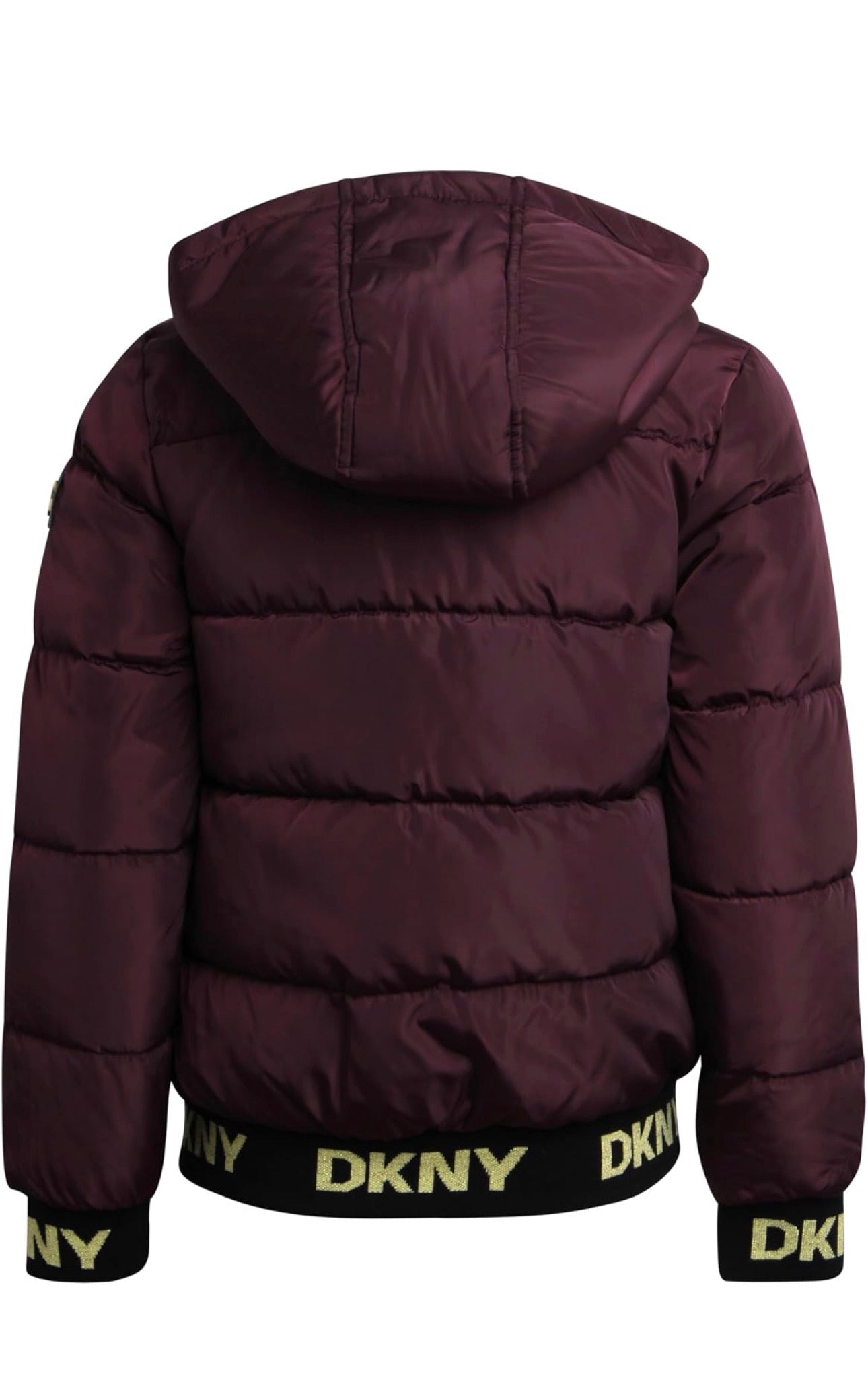 Dkny Girls Hooded Reversible Puffer Jacket with a faux fur lining