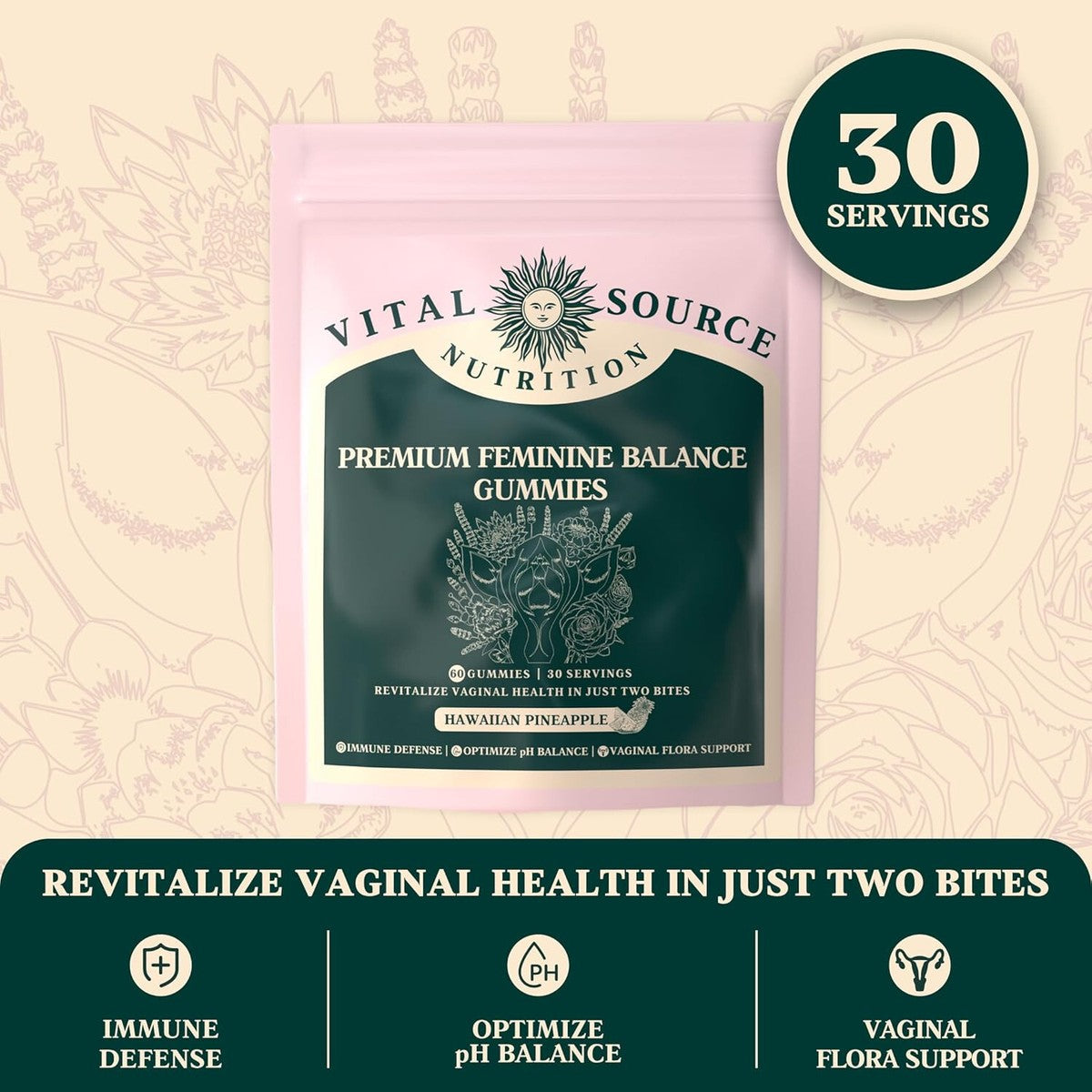 Premium Feminine Balance Gummies, for Women's Health & Wellness Immune Support