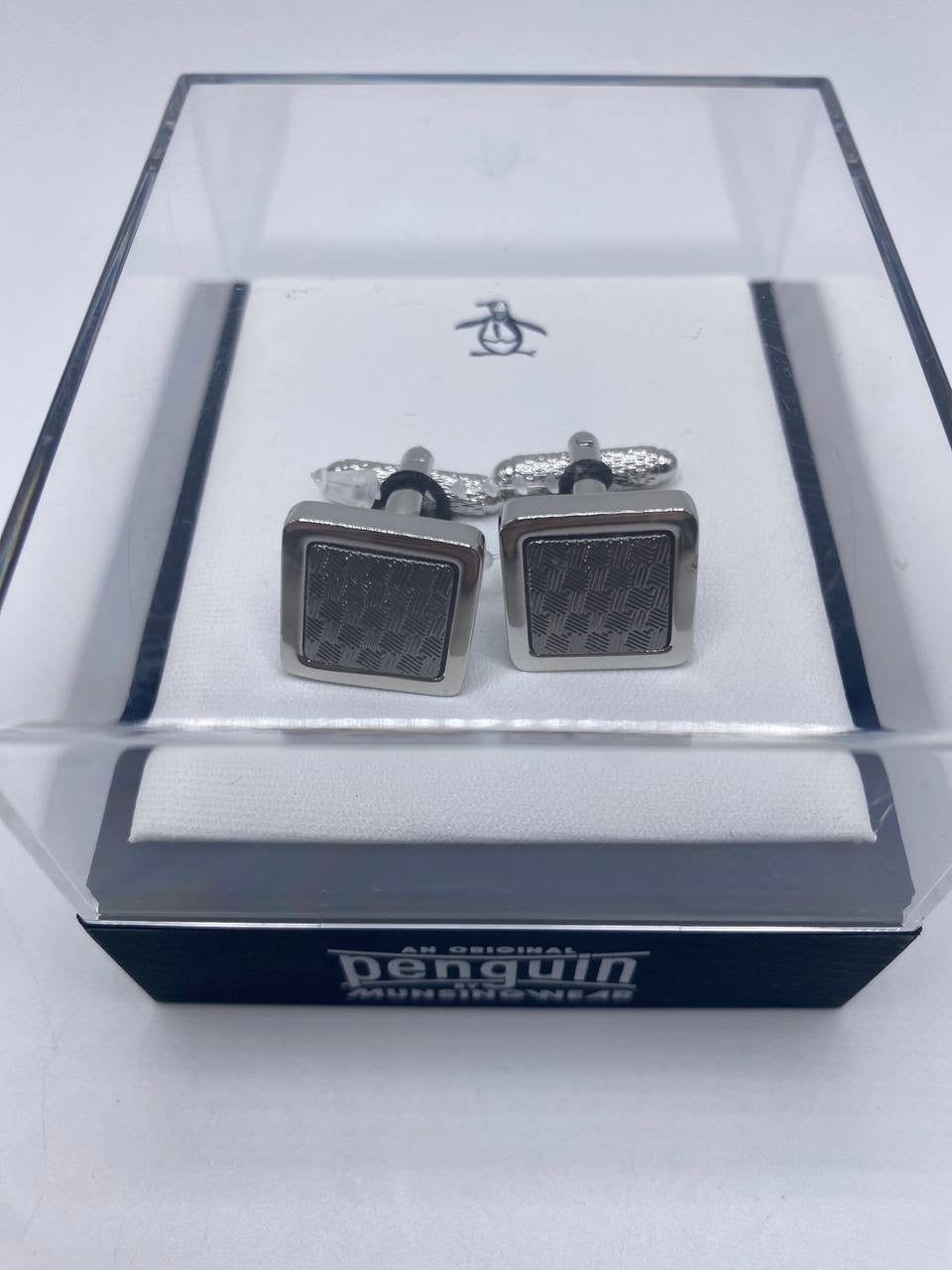 An original penguin Checkerboard Cufflinks In Grey