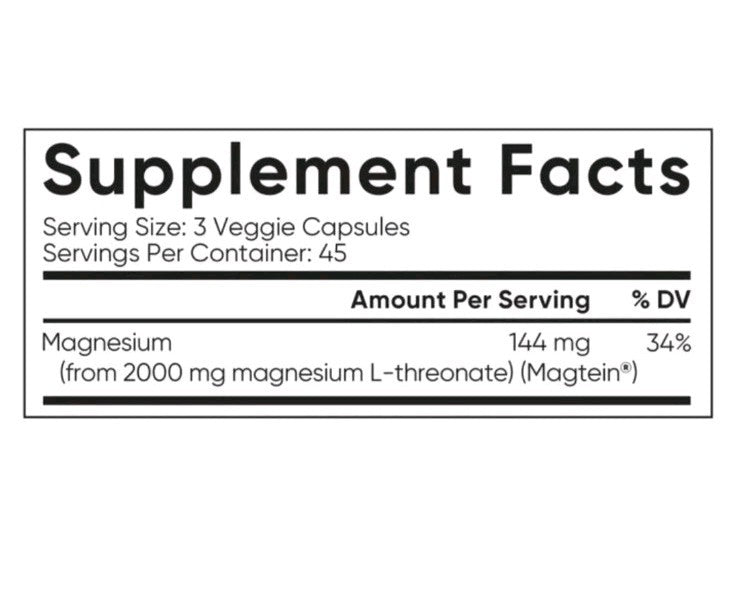 Sports Research Magtein Magnesium L-Threonate 2000mg Brain Health 135 Capsules