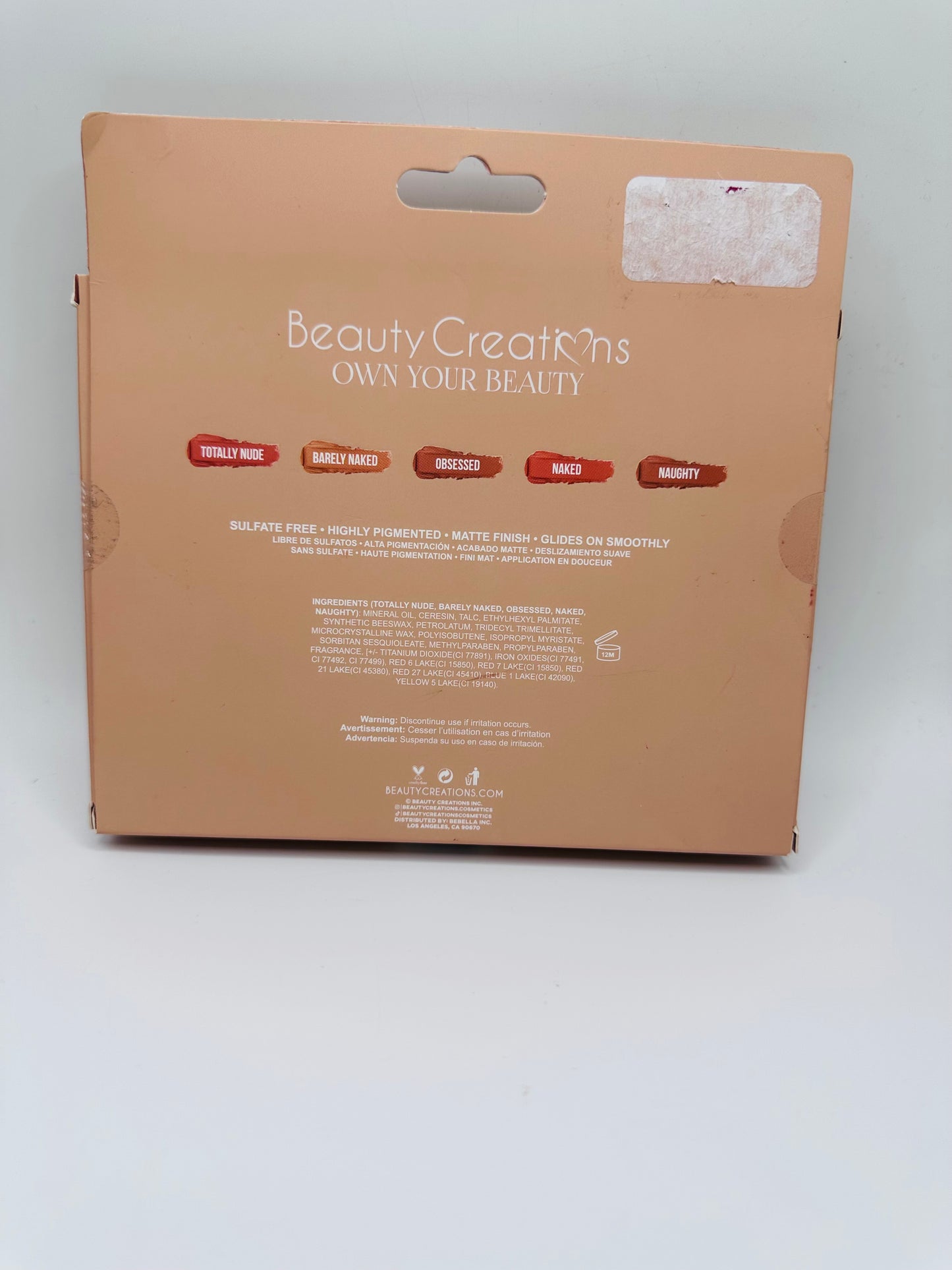 Beauty Creations "Bare" Five Piece Matte Lipstick Set