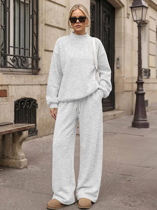 Trendy Queen Women's Mock Neck 2 Piece Sweat Sets Sweatsuits Fall Outfits