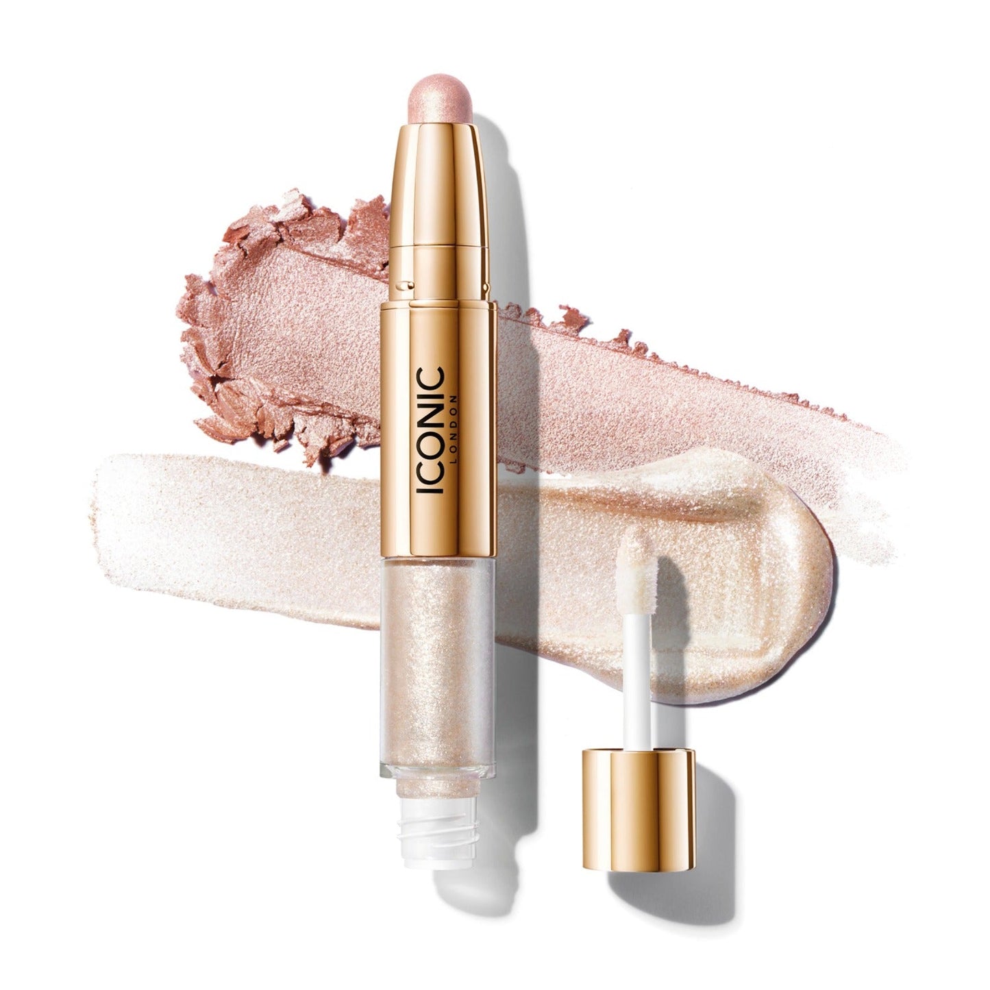 Iconic London 2 in 1 shimmering eye crayon with metallic pigment designed to create golssy shade quartz
