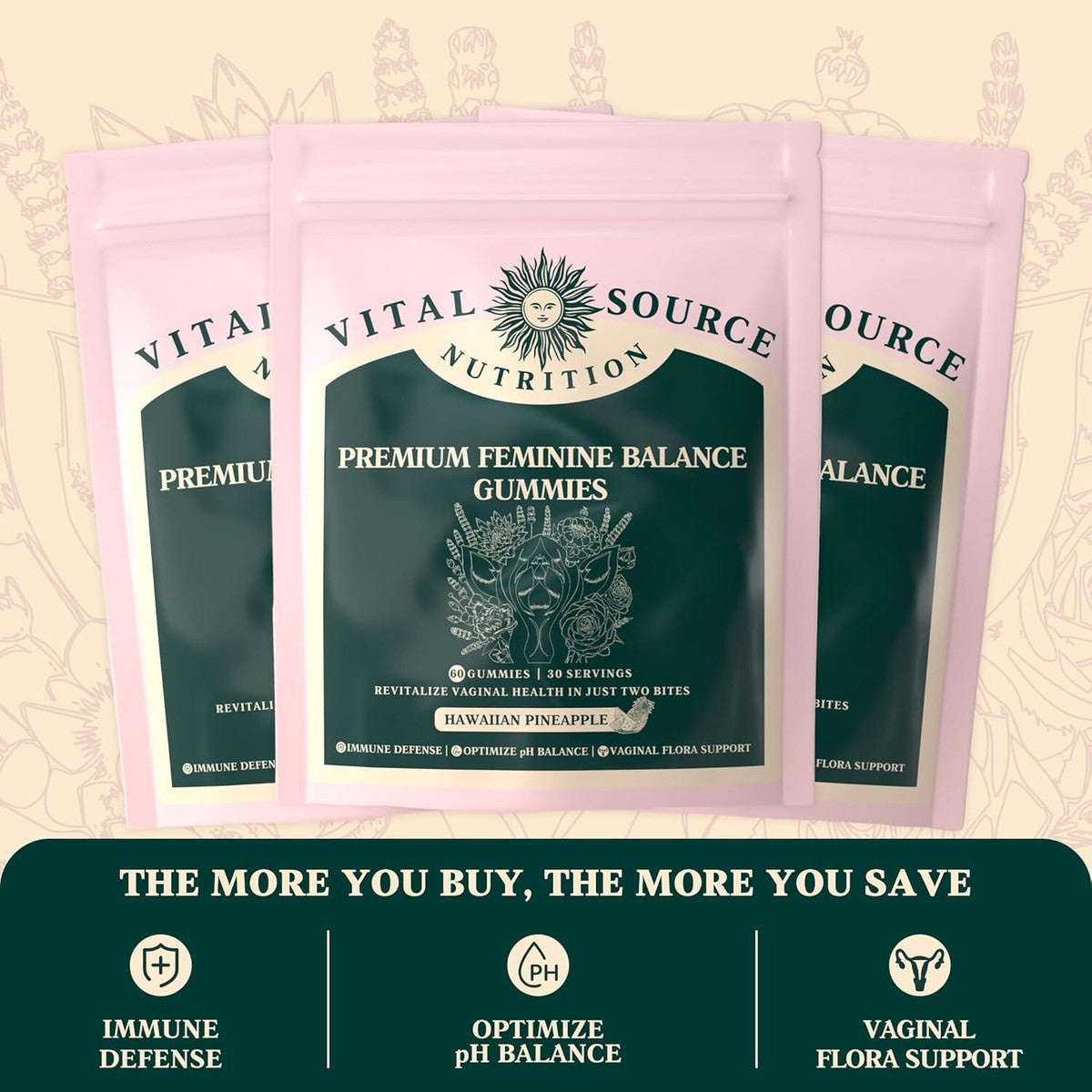 Premium Feminine Balance Gummies, for Women's Health & Wellness Immune Support