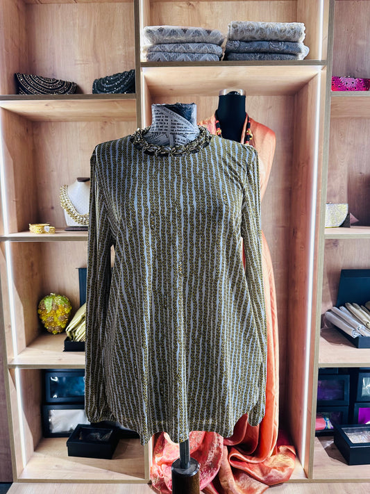 Michael Kors women's chain-print neck blouse size medium