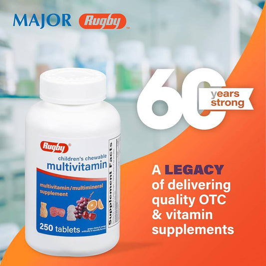 Rugby Children’s Chewable Multivitamin Multi mineral Supplement (250 tablets)