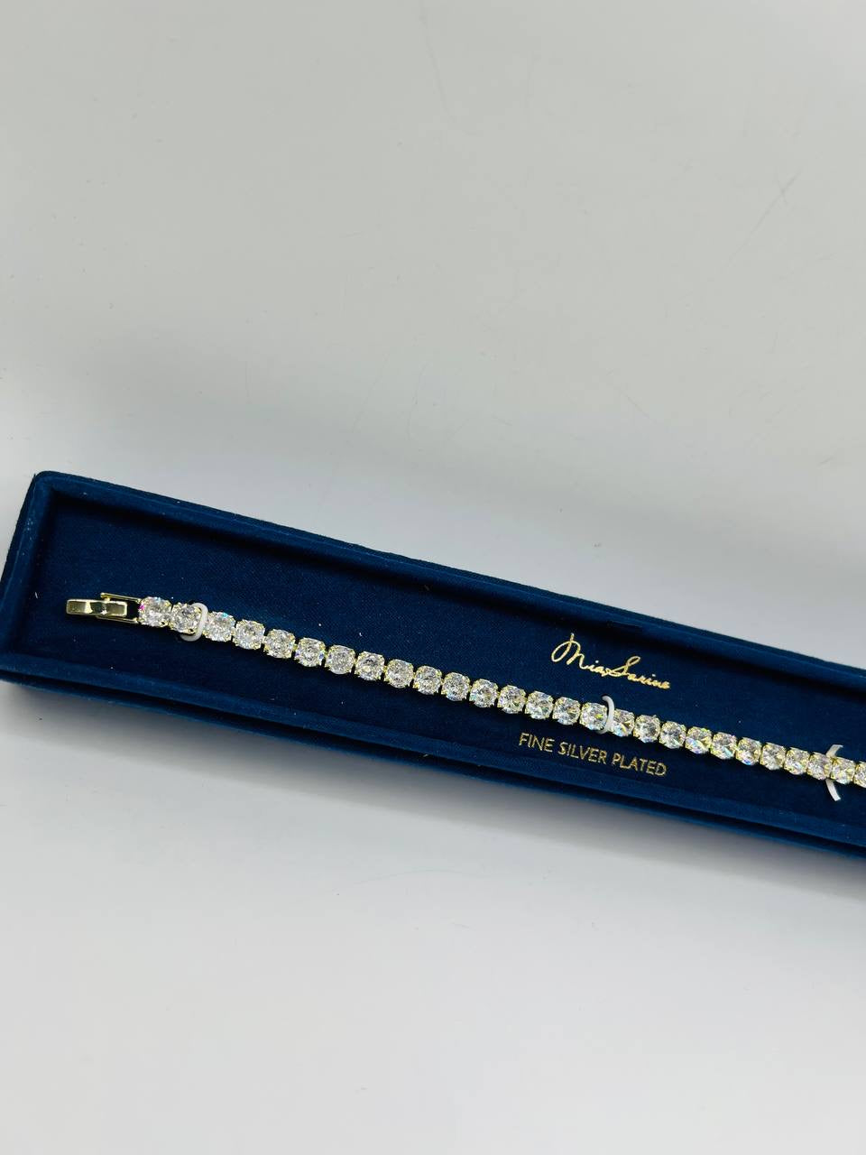Mia Sarine Fine Silver Plated Tennis Bracelet with sparkling CZ stones