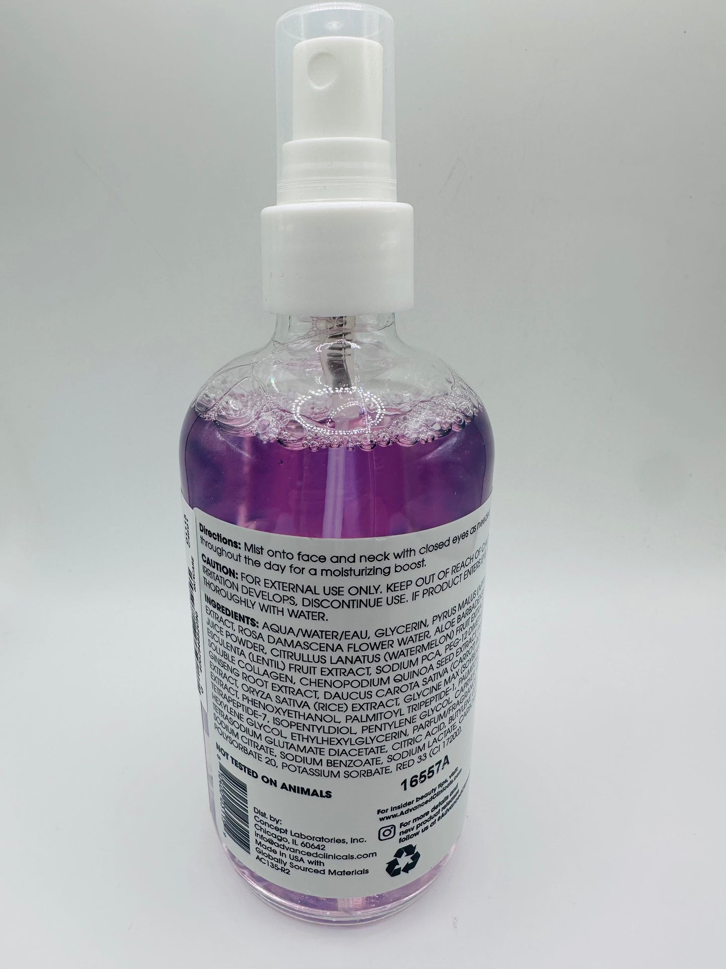 Advanced Clinicals Collagen + Rosewater Plump + Glow Facial Mist, a skincare product designed to hydrate and revitalize dry, dull skin
