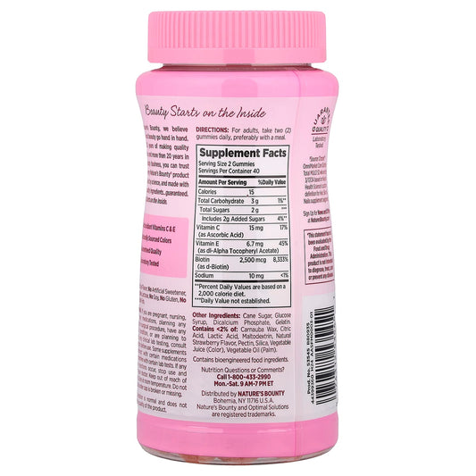 Nature's Bounty Hair, Skin & Nails Gummies, Strawberry, 80 Gummies