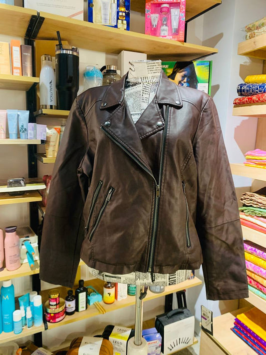 Coffee shop leather coat