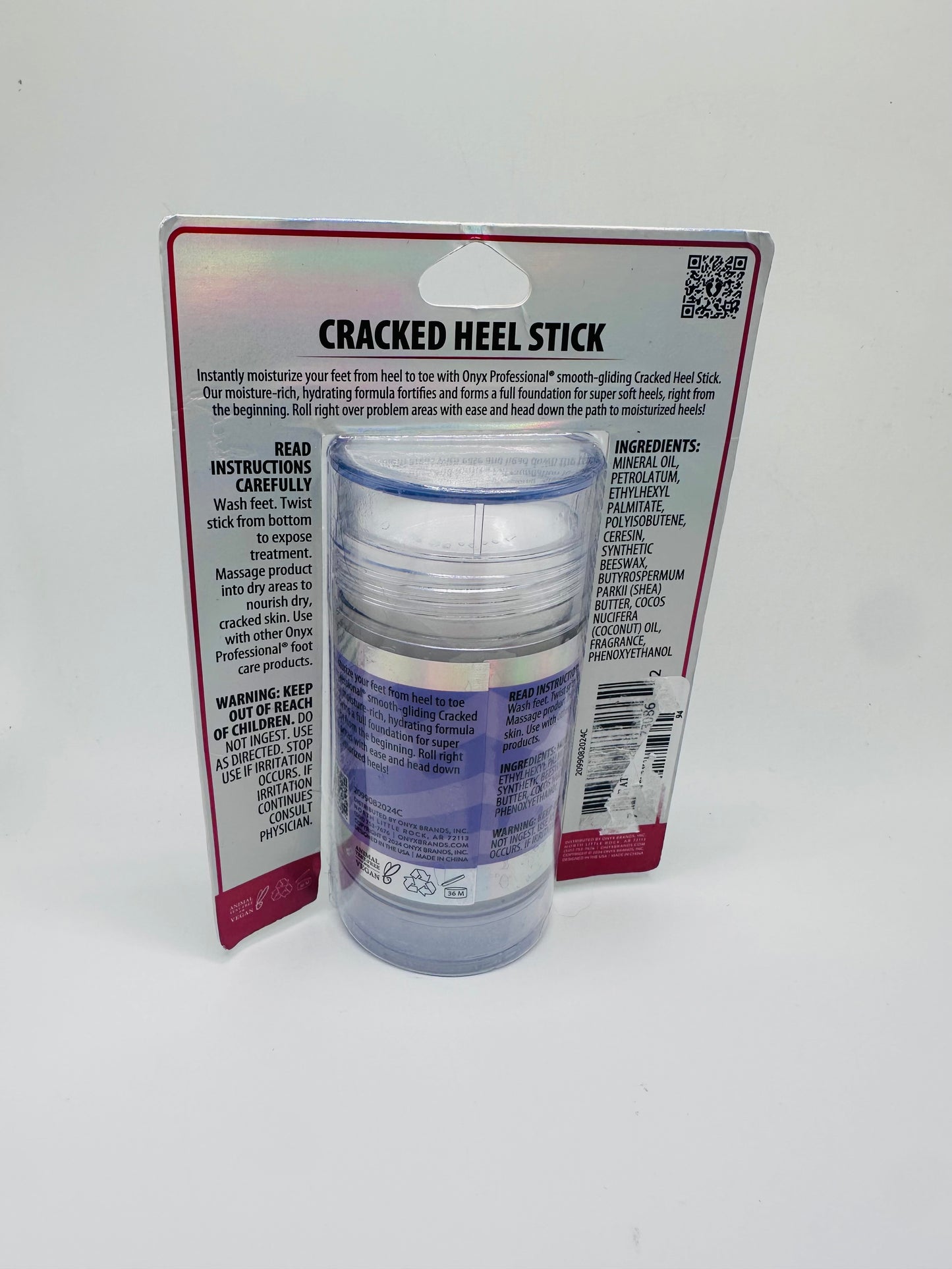 Onyx Professional Cracked Heel Stick, a moisturizing heel balm designed to treat dry and cracked heels