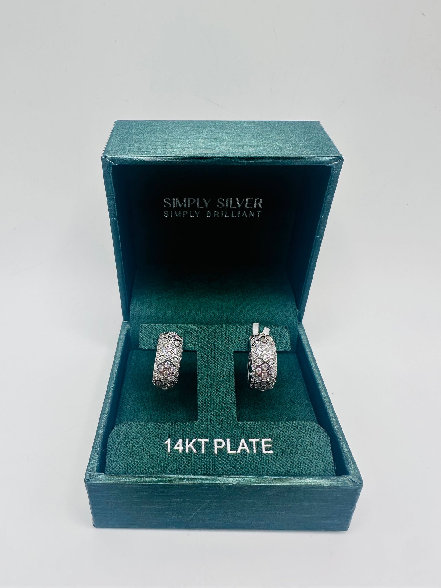 Simply Silver 14kt plate hoop earrings with cubic zirconia