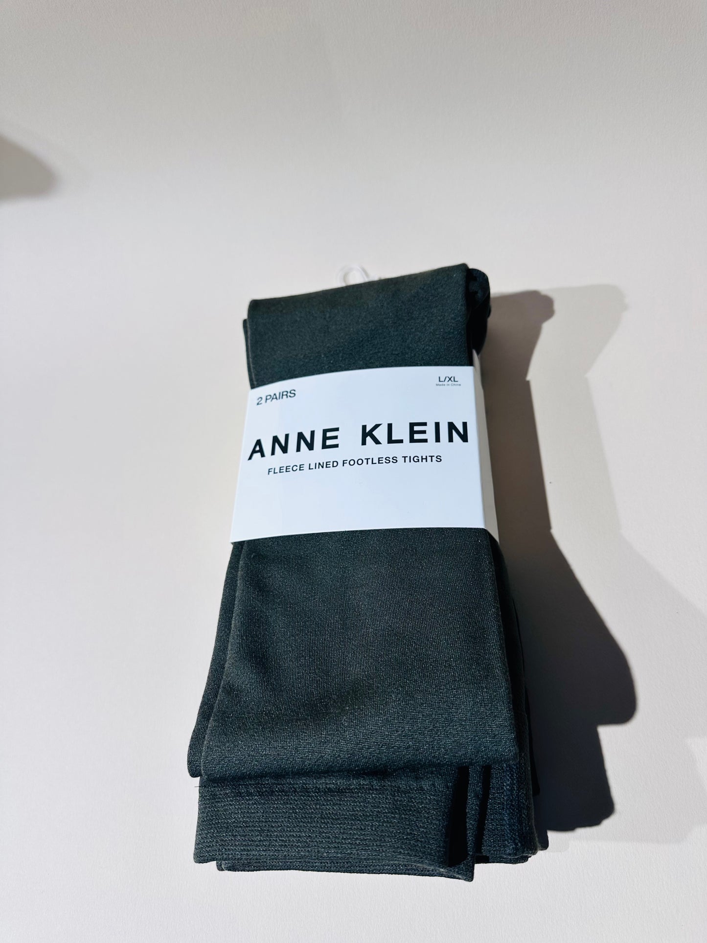 2-pair pack of L/XL Anne Klein fleece-lined footless tights