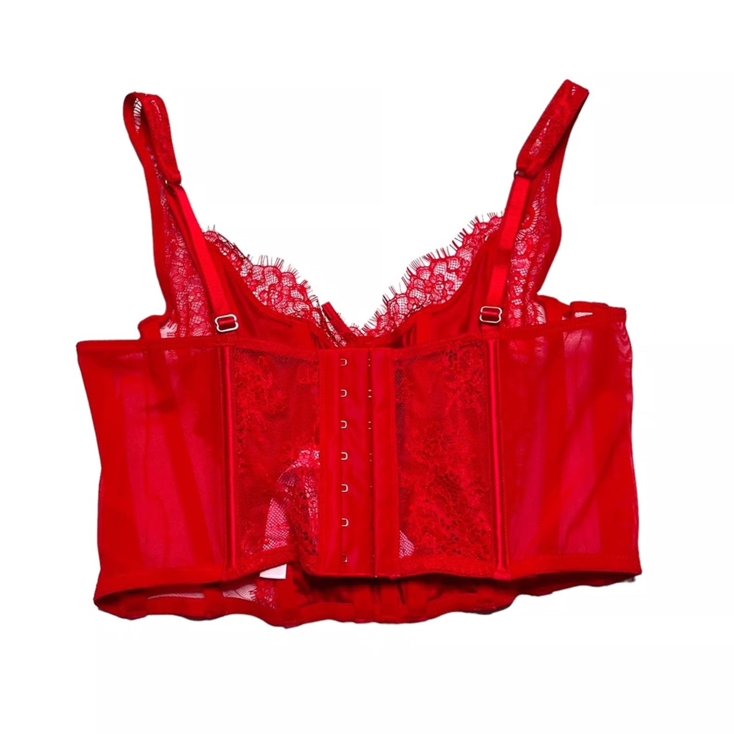 Victoria's Secret Dream Angels Unlined Lace-Up Corset Top in red
