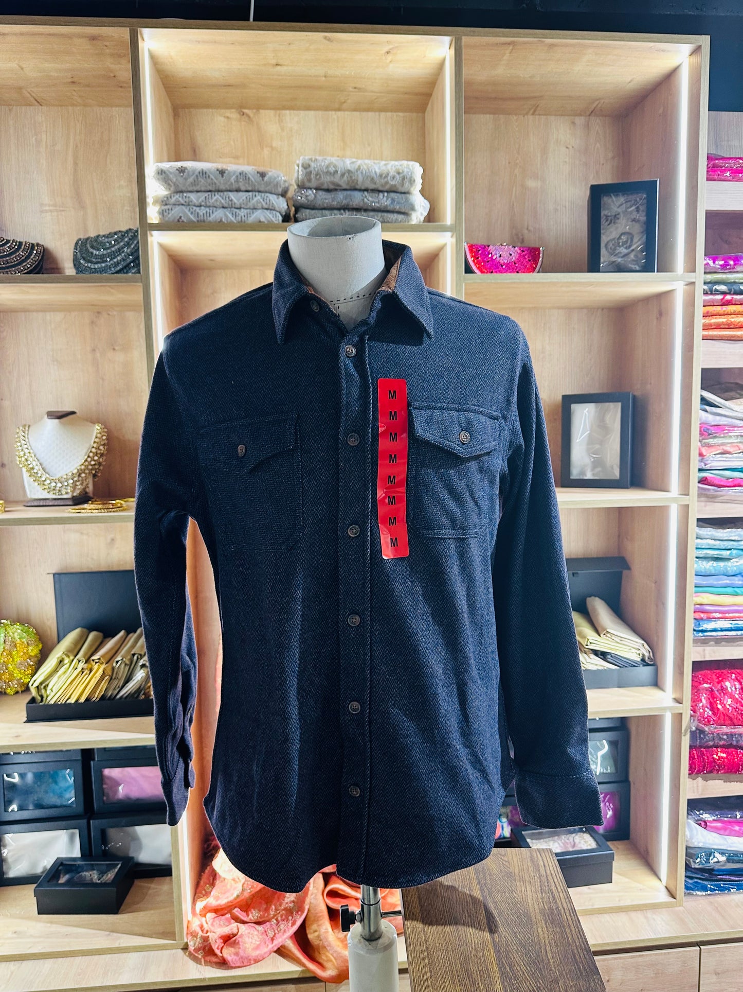 Jachs Men's Wool Blend Sherpa Lined Flannel Shirt Jacket