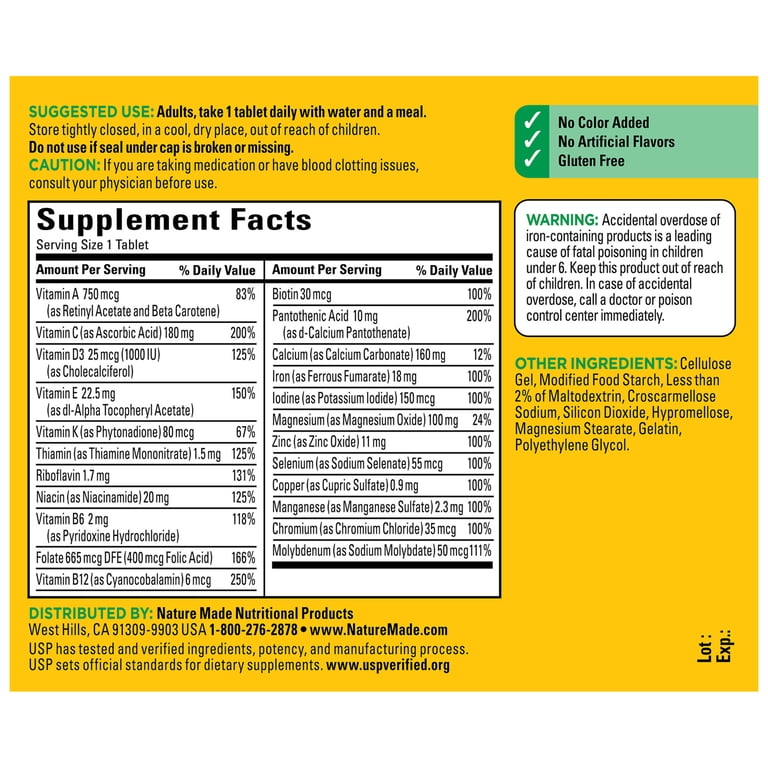 Nature Made Multivitamin with Iron Tablets (130 Count)