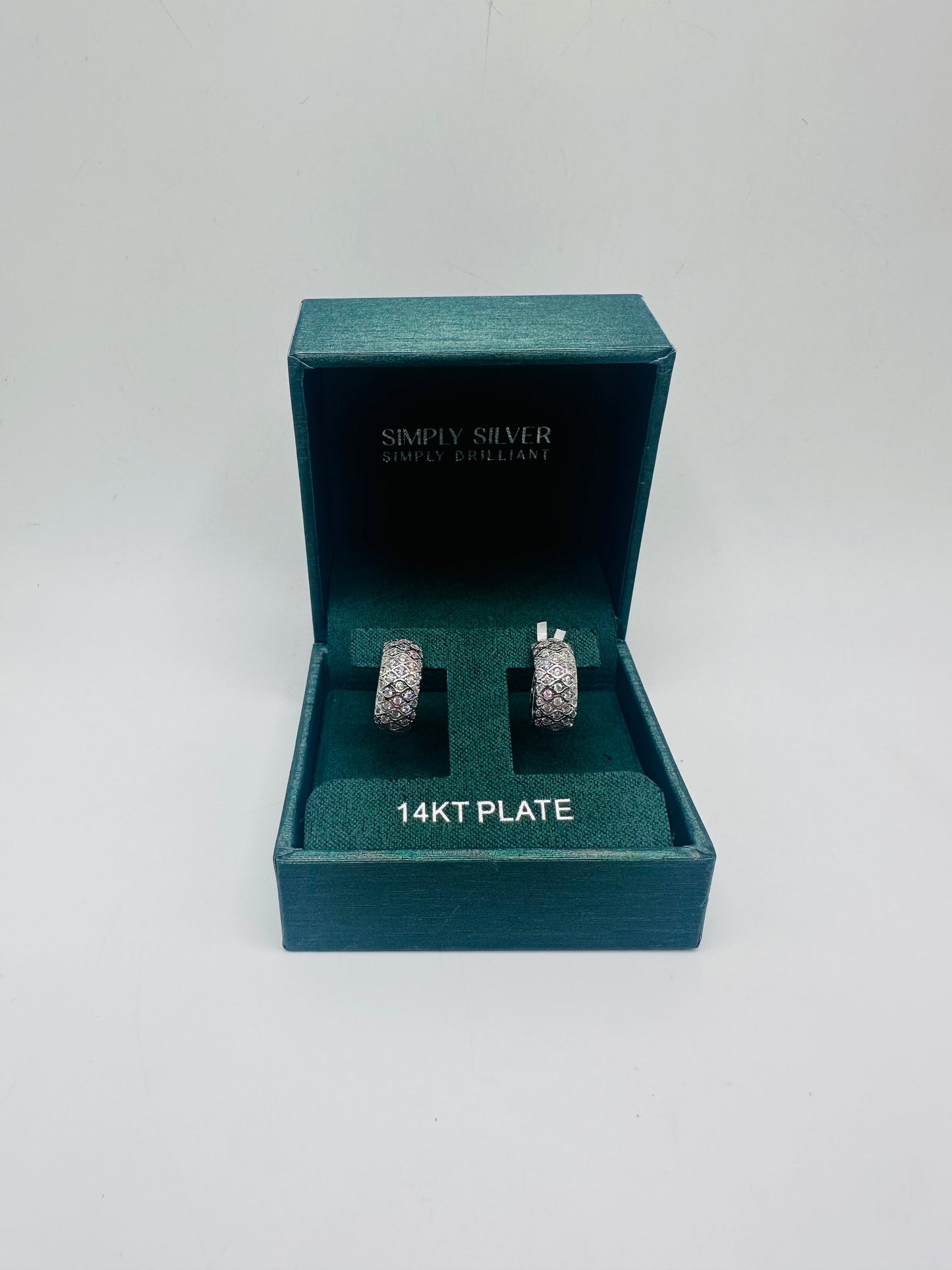 Simply Silver 14kt plate hoop earrings with cubic zirconia