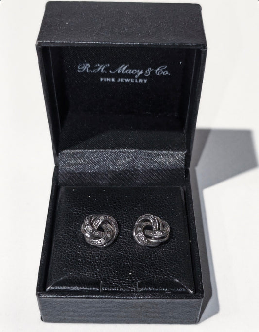 R.H. Macy & Co. sterling silver and diamond love knot stud earrings