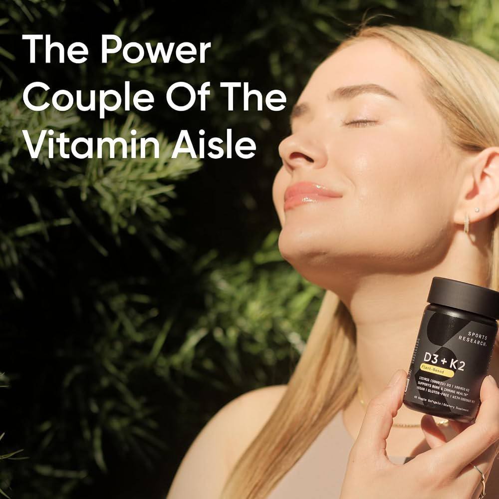 Sports Research Plant-Based D3 + K2 (160 Veggie Softgels)
