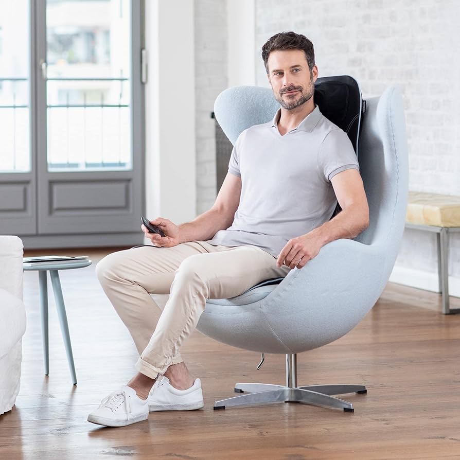 Medisana MCN Shiatsu Massage Seat Cover, designed to provide intensive massage, spot massage, and gentle heat for the back and neck