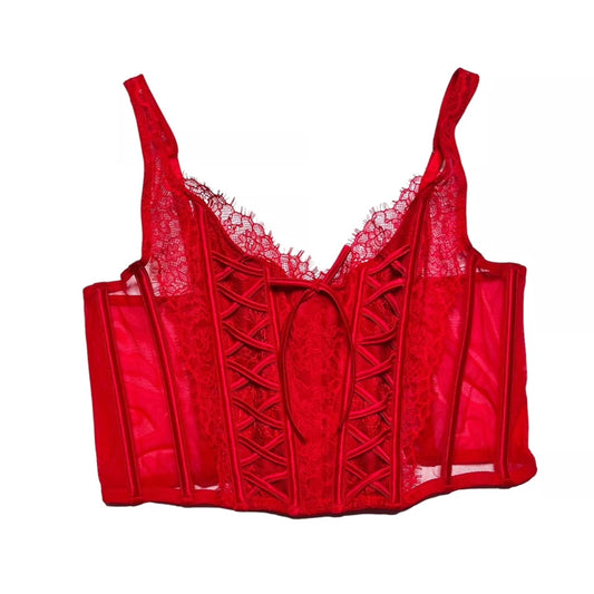 Victoria's Secret Dream Angels Unlined Lace-Up Corset Top in red