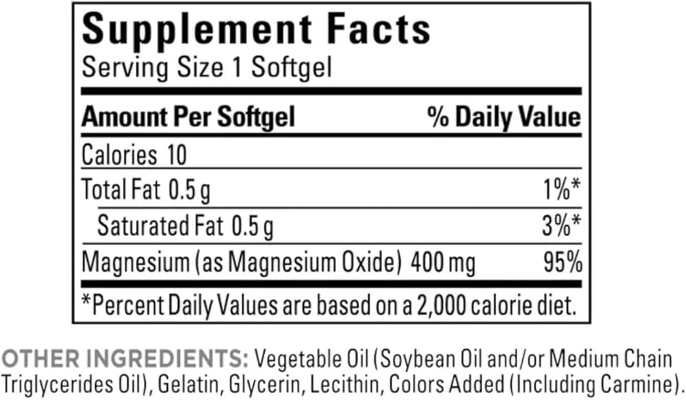Magnesium Extra Strength 400 mg 180 Softgels