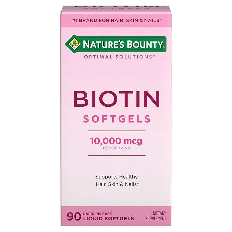 Nature's Bounty Optimal Solutions Biotin 10,000 mcg (90 Rapid Release Liquid Softgels)
