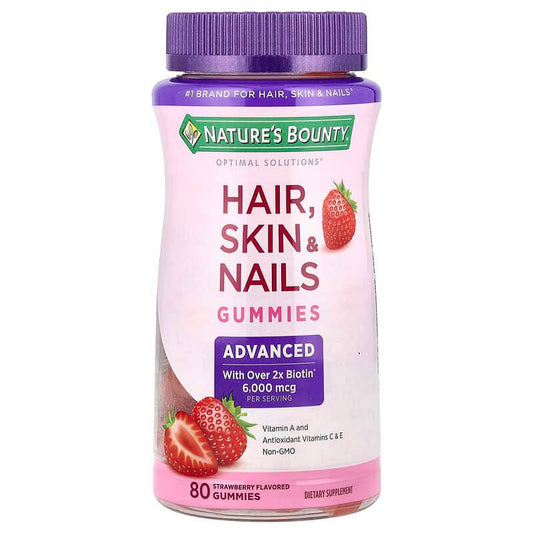 Nature’s bounty Hair Skin & Nails Gummies, Strawberry, 80 Gummies