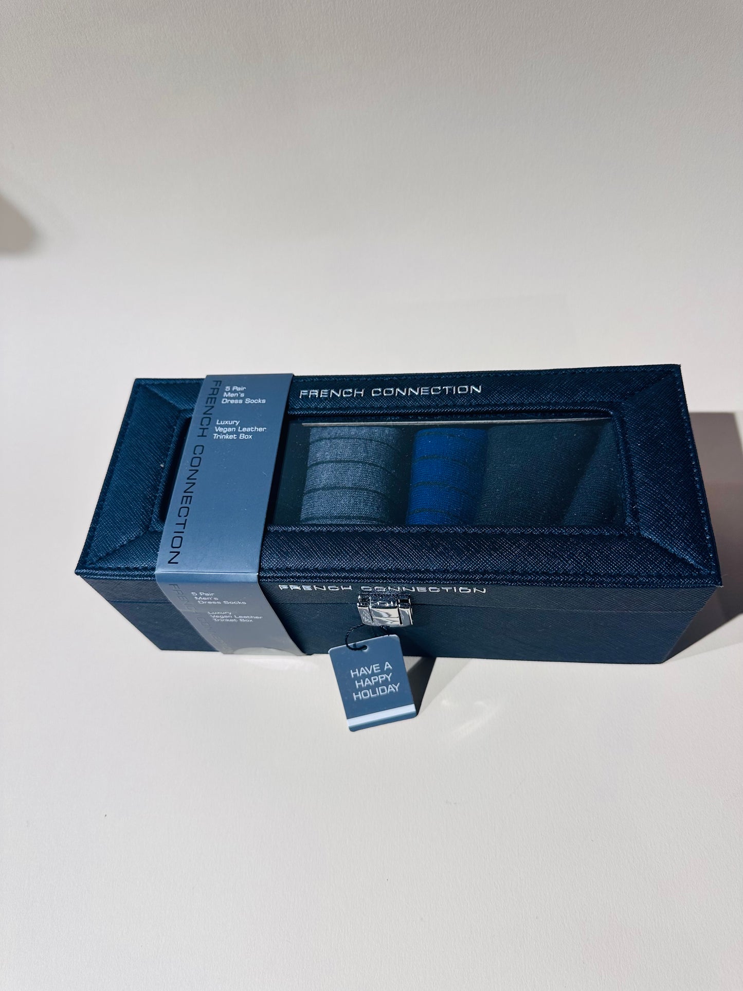 French Connection men's sock gift set in a faux leather box