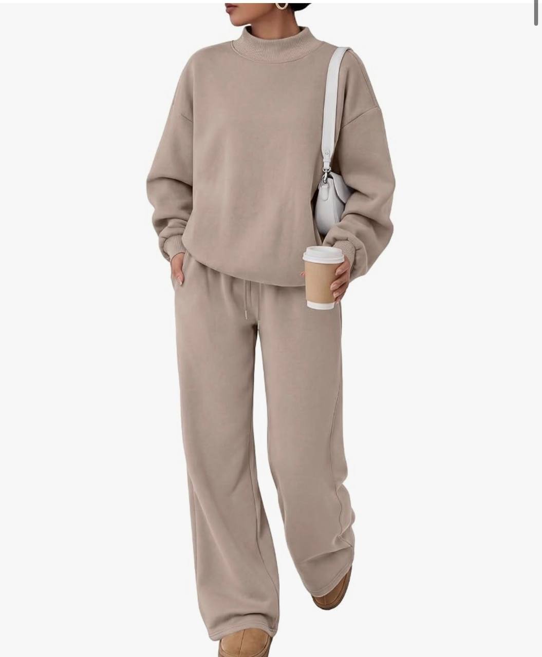 Trendy Queen Women's Mock Neck 2 Piece Sweat Sets Sweatsuits Fall Outfits