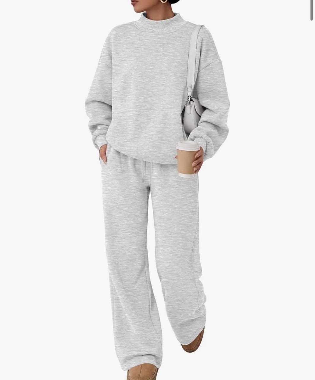 Trendy Queen Women's Mock Neck 2 Piece Sweat Sets Sweatsuits Fall Outfits