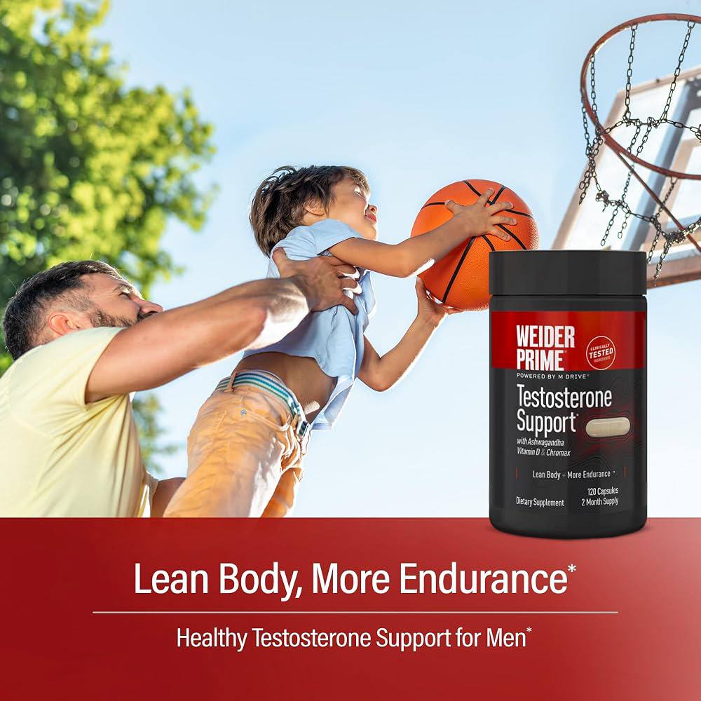 Weider Prime Testosterone Booster, Men's Health Supplement, 120 Capsules