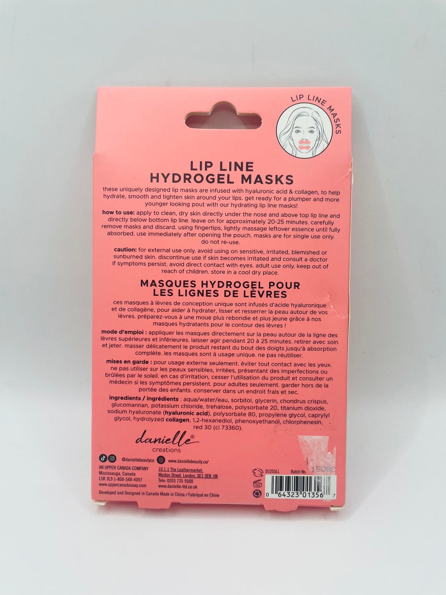 Lip line hydrogel masks