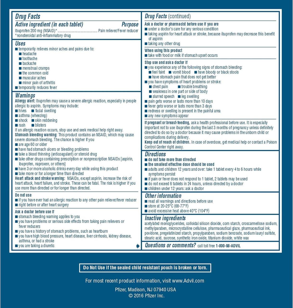 Advil pain reliever / fever reducer
