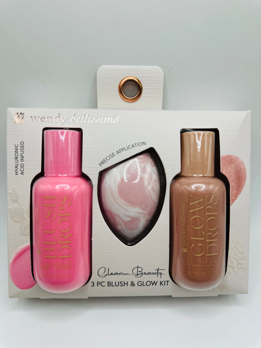Wendy Bellissimo Clean Beauty 3 PC Blush & Glow Kit & sponge