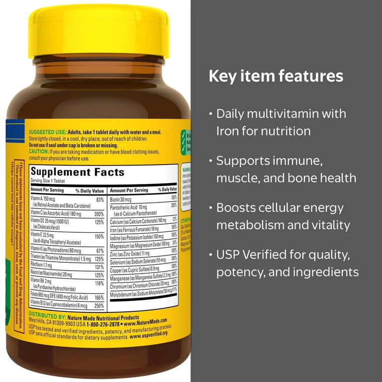 Nature Made Multivitamin with Iron Tablets (130 Count)