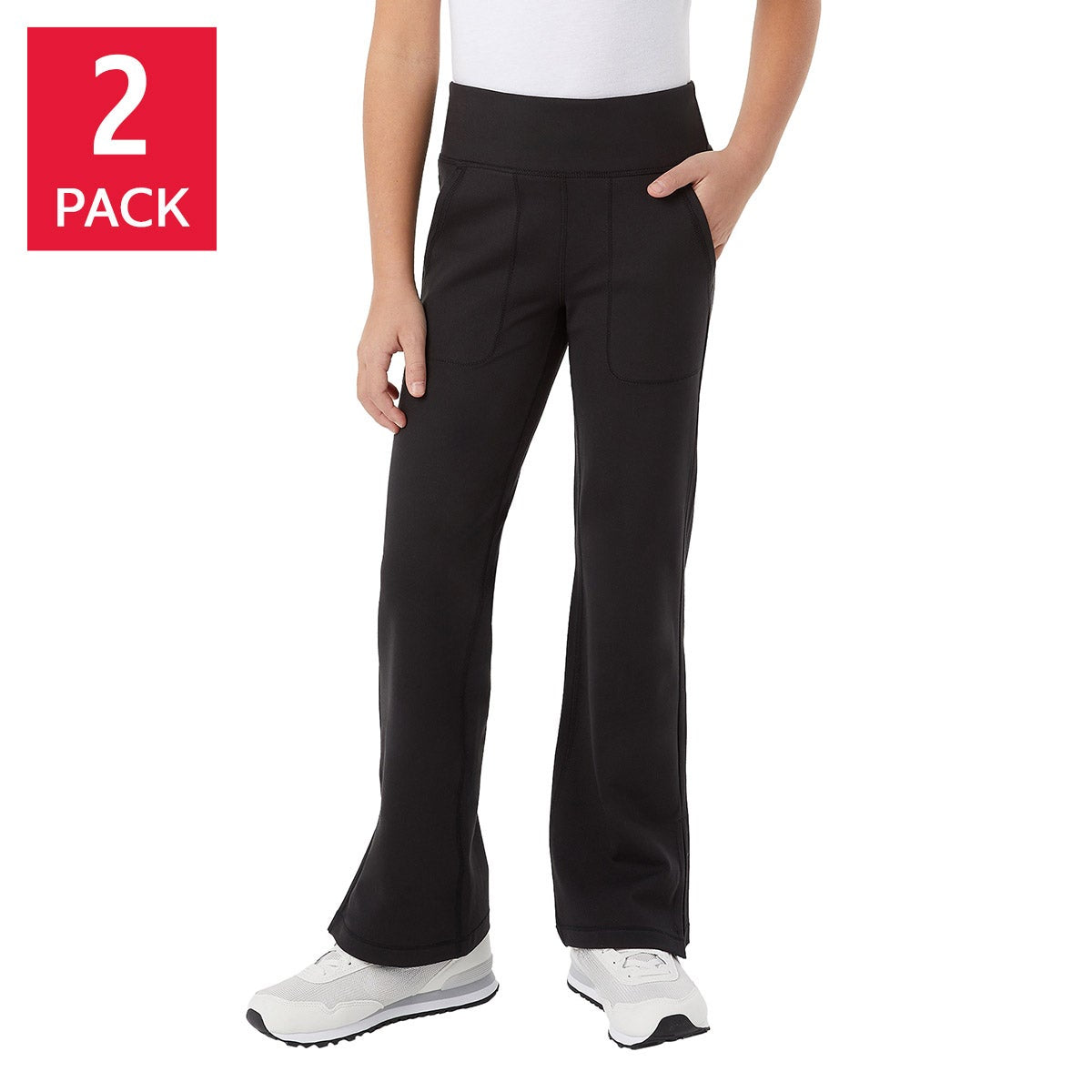 32 Degrees Youth Flare Pant, 2-pack, black