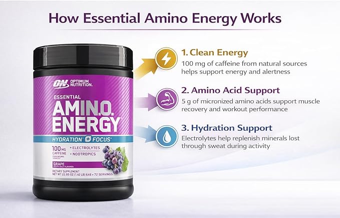 Optimum Nutrition Essential Amino Energy Hydration + Focus (1.42 LB - 648 G )