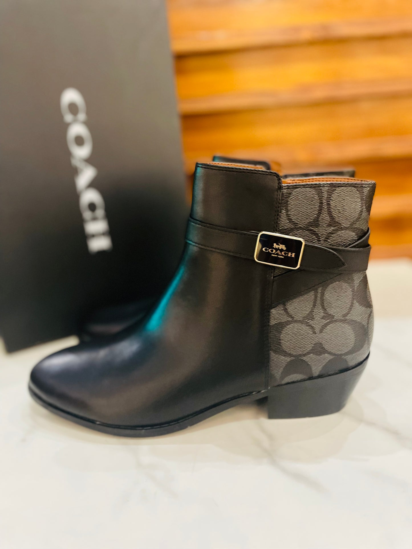 Coach black print boots