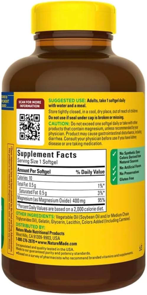 Magnesium Extra Strength 400 mg 180 Softgels