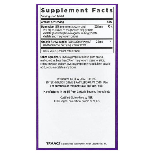 New chapter Magnesium + Ashwagandha, 60 Vegan Tablets