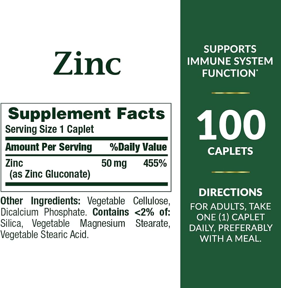 Nature's Bounty Zinc 50 mg Caplets