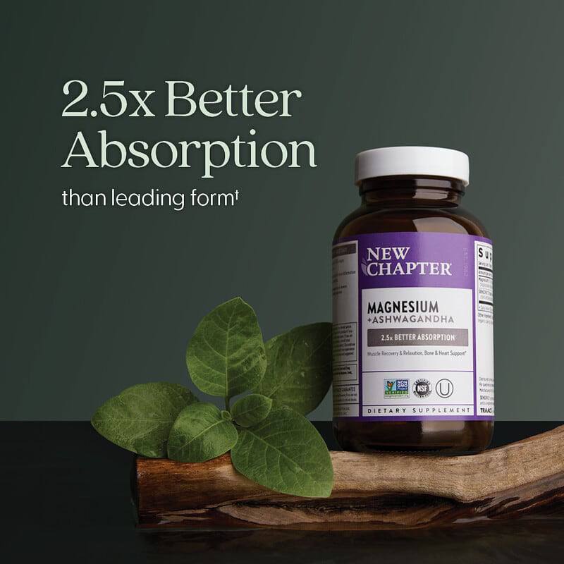 New chapter Magnesium + Ashwagandha, 60 Vegan Tablets