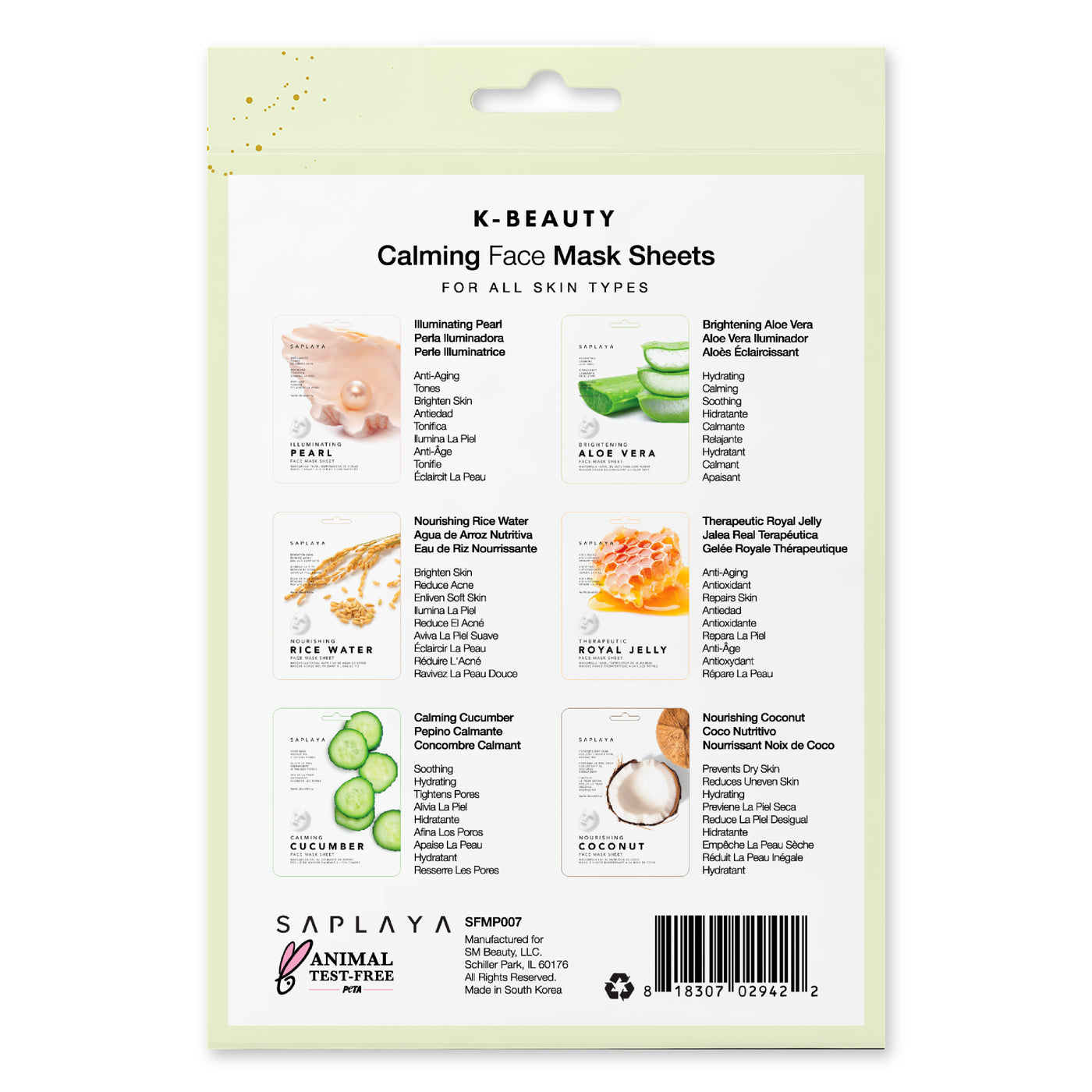 Calming face sheet masks