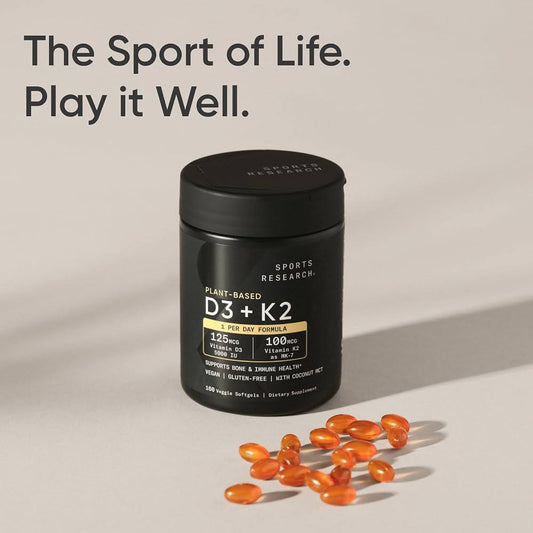 Sports Research Plant-Based D3 + K2 (160 Veggie Softgels)