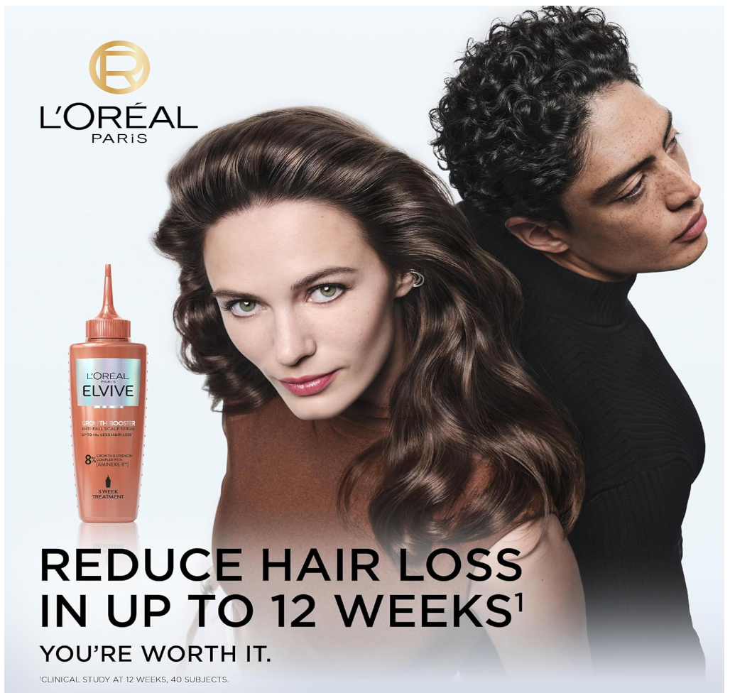 L'Oreal Paris Elvive Growth Booster Scalp Serum, Anti Hair Loss Scalp Treatment, with Aminexil, Nianimacide and Ginger Extract, Reduces Hair Loss